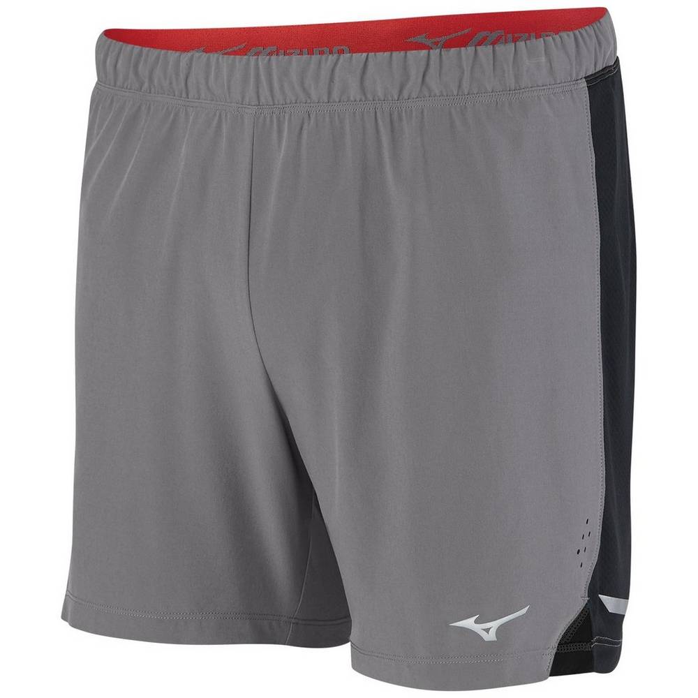 Mens Mizuno Aero 4.5" Running Shorts Grey/Black Philippines (CSIVWX749)